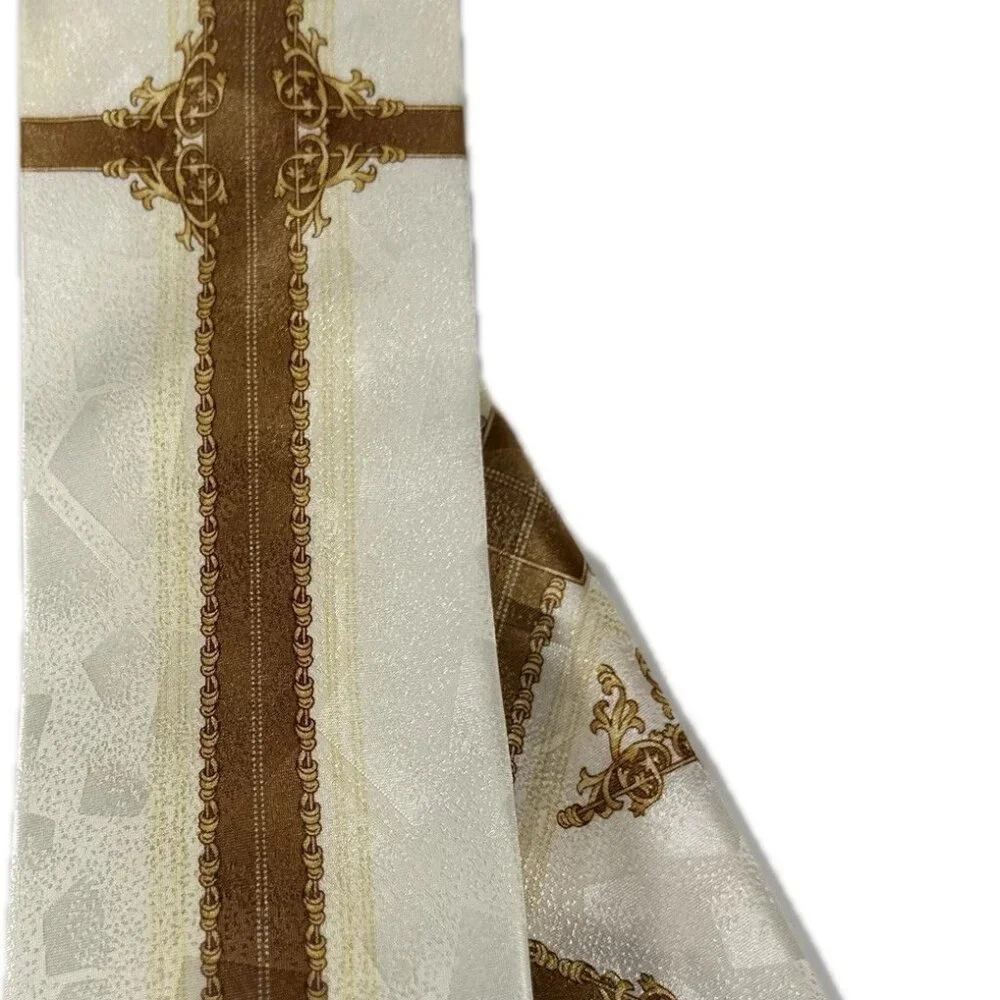 Fratello Boys Tie Hanky Set Cream Gold Yellow Beige Polyester 3.75